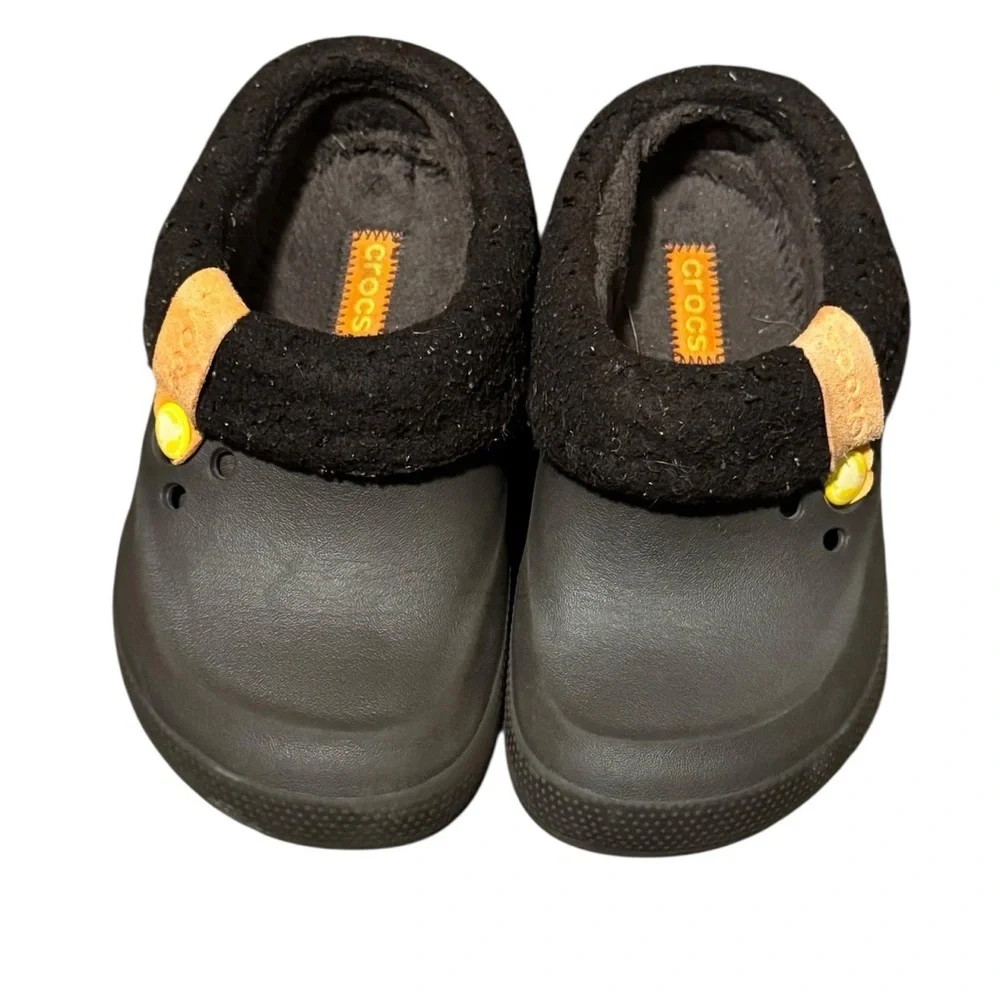 Crocs Slip On Shoes Chocolate Brown with Faux Fur Children's Size 1 Unisex Clogs